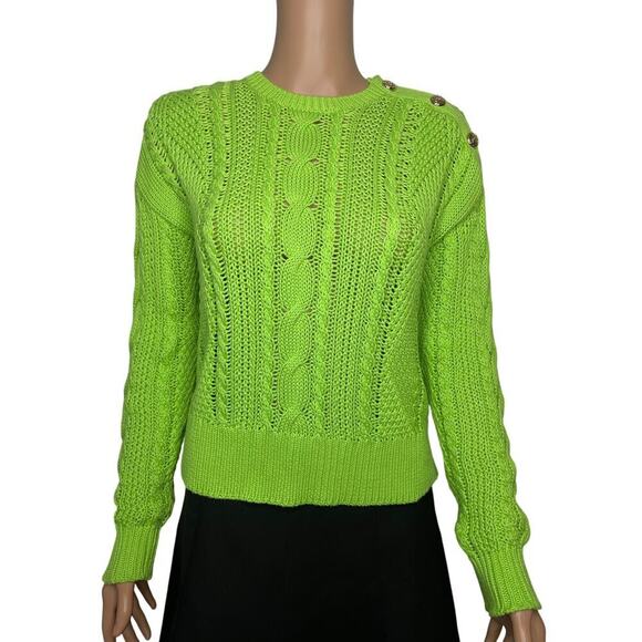 Lauren Ralph Lauren Black Label Aran knit Riviera Green Sweater size PS NWT - Picture 3 of 11